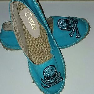 Cotto blue skull & crossbones espadrilles sz 6.5